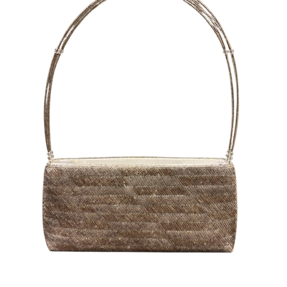 Elegant Gold/ Silver Beaded Evening Bag. Satin lining.